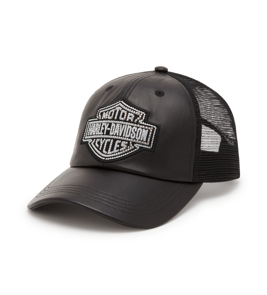 CASQUETTE BLING BAR&SHIELD LEATHER TRUCKER